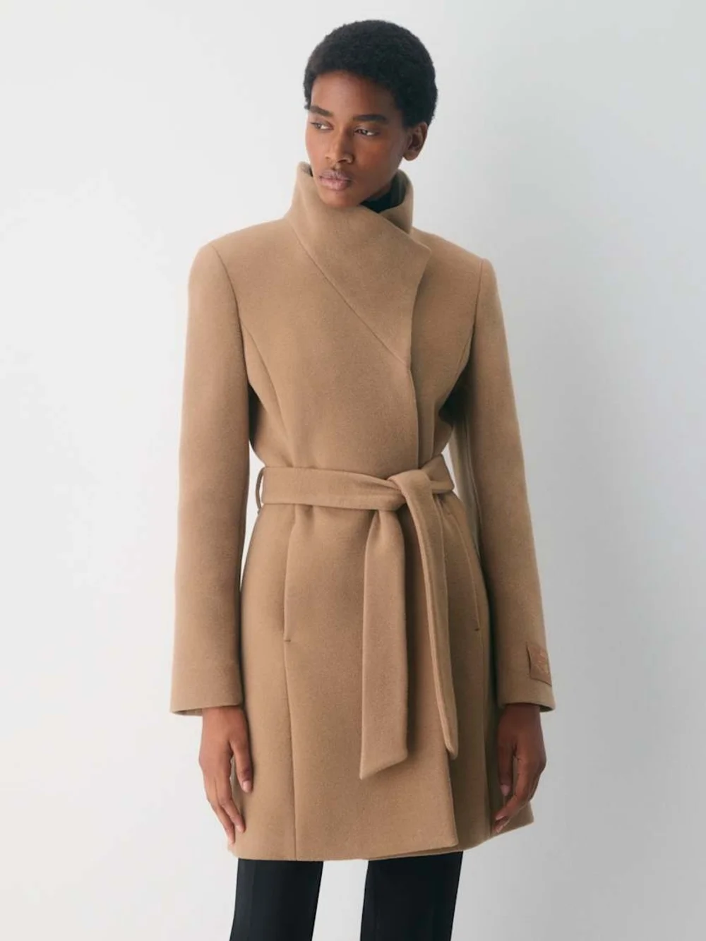 Aritzia Connor Camel Wrap Belted Soft Wool Cashmere Coat - Picture 4 of 10